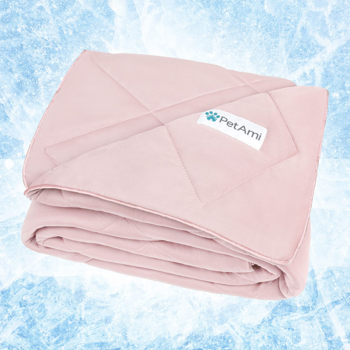 Manta refrescante PetAmi para perros en rosa, tacto suave y enfriamiento cómodo para descansar.