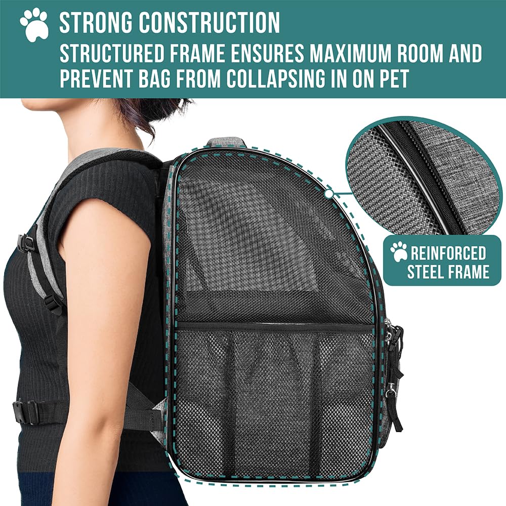 PetAmi Mochila Portamascotas capacidad-hasta-18-libras: apta para gatos grandes y perros pequeños