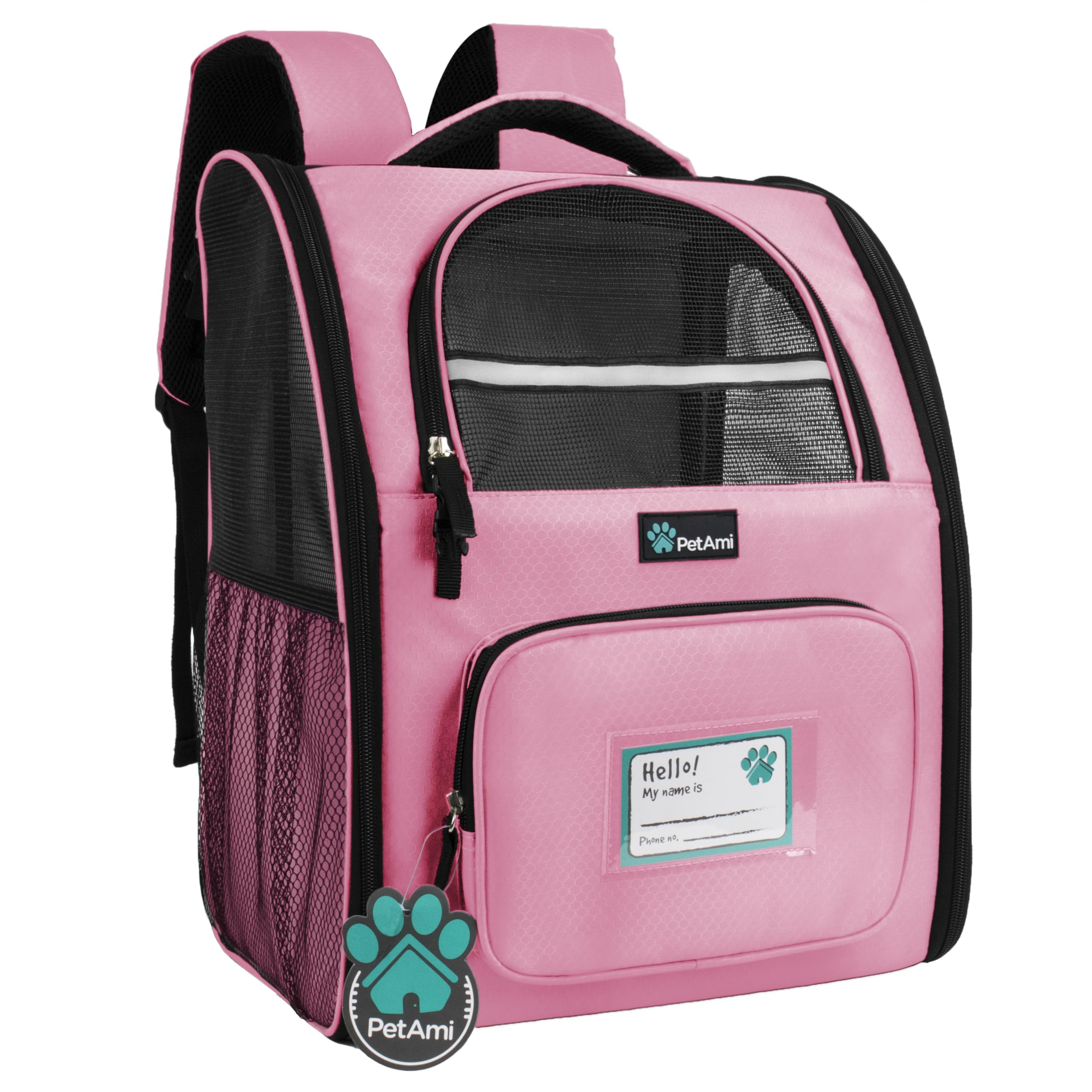 PetAmi mochila transporte perro-gato entrada-lateral, ideal para viajes y paseos sin estrés