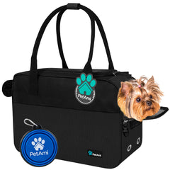 PetAmi Portador con cama sherpa, vista frontal para mayor comodidad del perro