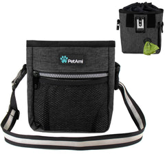 Sac gourmandises PetAmi avec grand compartiment interieur pour friandises et outils lors des sorties