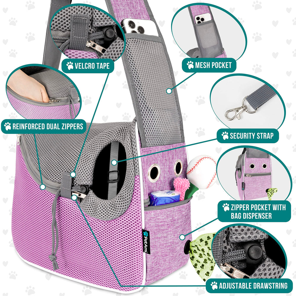 PetAmi sling cama sherpa interior, cómodo descanso para siestas.