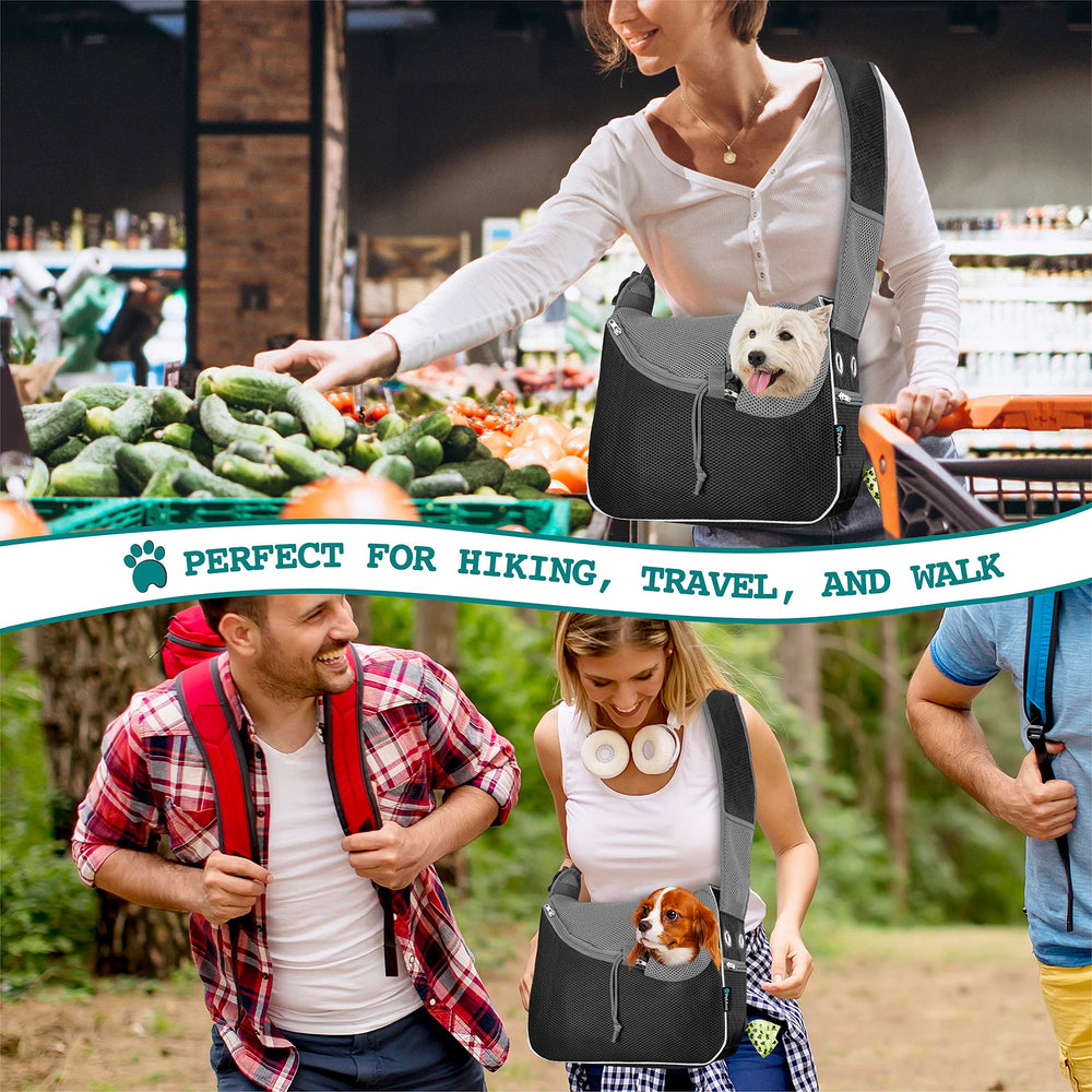 PetAmi Sling Carrier, cremallera doble reforzada, seguridad al entrar y salir