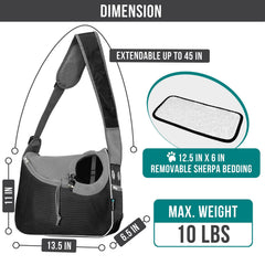 PetAmi Sling Carrier, vista trasera con bolsillo, almacenamiento práctico para accesorios de mascotas