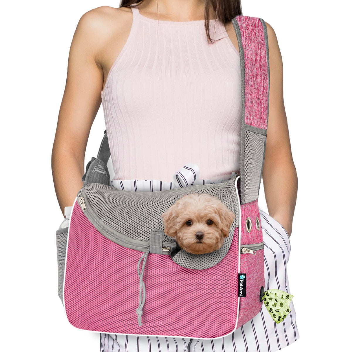 PetAmi sling frontal para perro pequeño, cómodo y ergonómico.