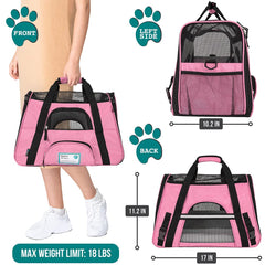 Transportín blando PetAmi para perros pequeños, ligero y cómodo.