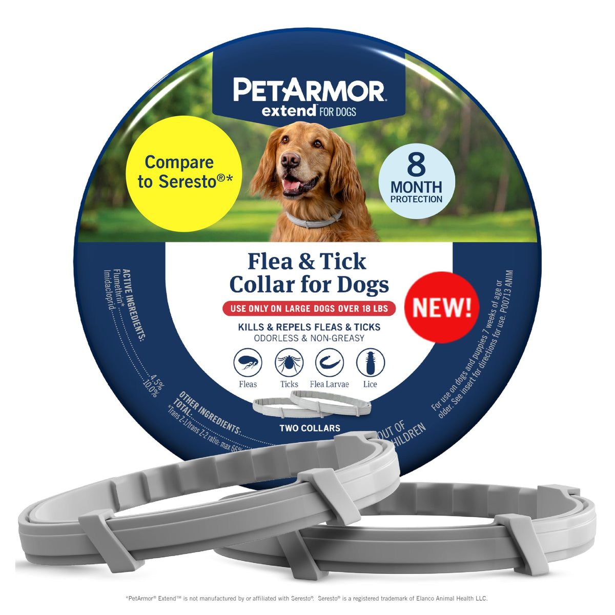 PetArmor Extend collar para perro grande, protección prolongada contra pulgas y garrapatas.