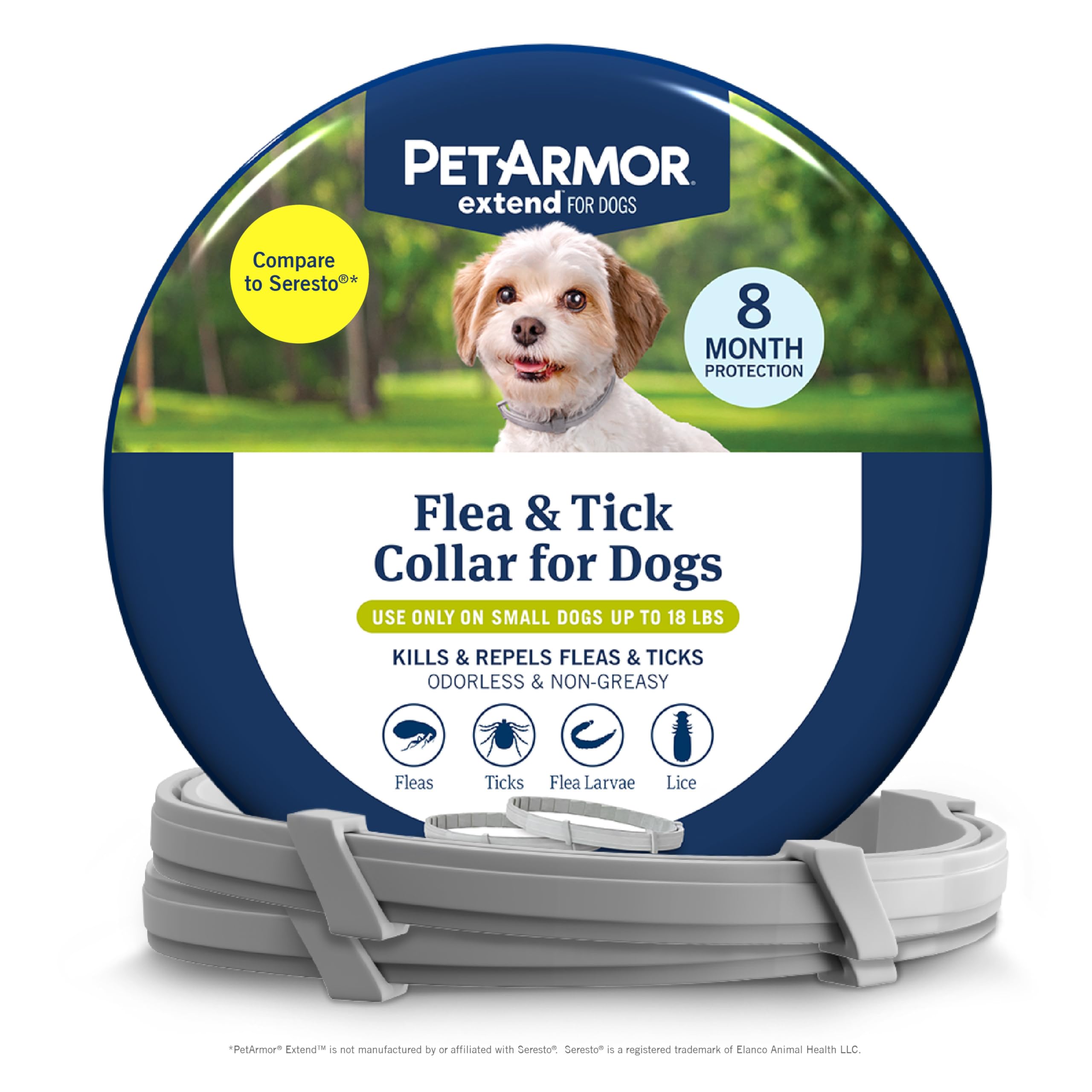 Collar PetArmor Extend para perro pequeño protege contra pulgas y garrapatas.