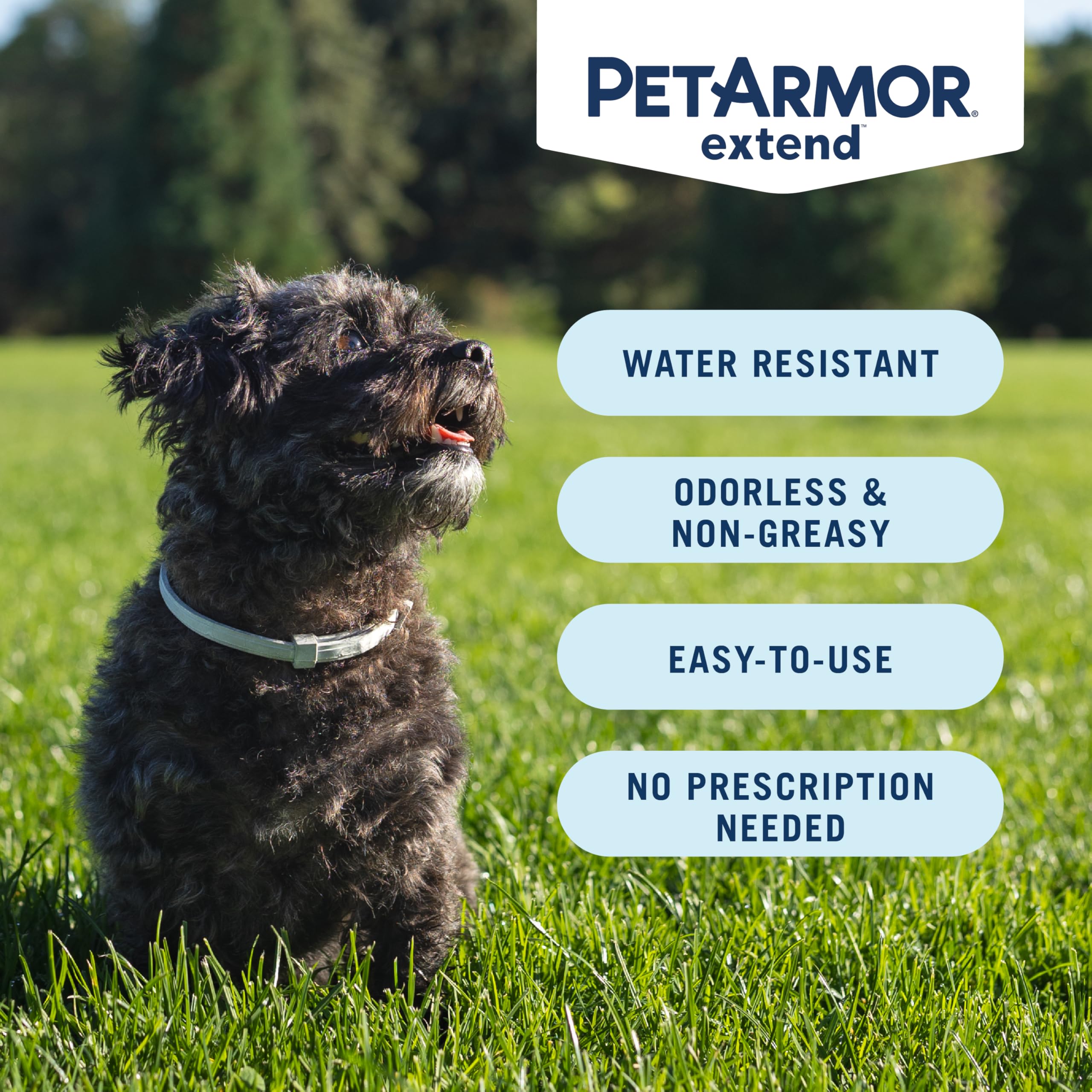 Collar impermeable PetArmor Extend protege incluso cuando tu perro se moja.