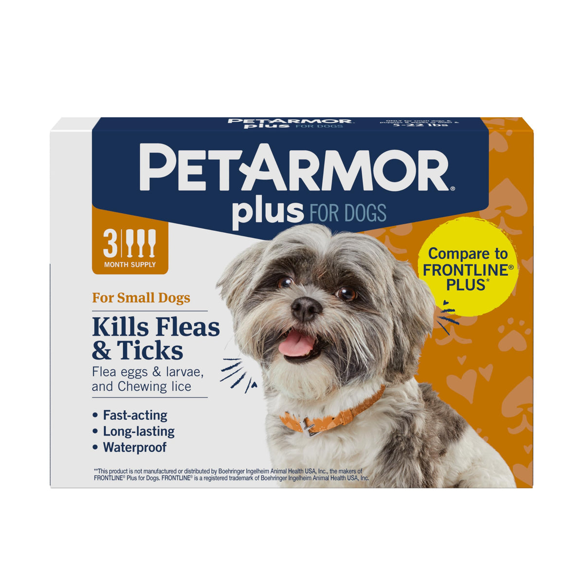 PetArmor Plus, aplicación tópica en perro pequeño, protección contra pulgas y garrapatas.
