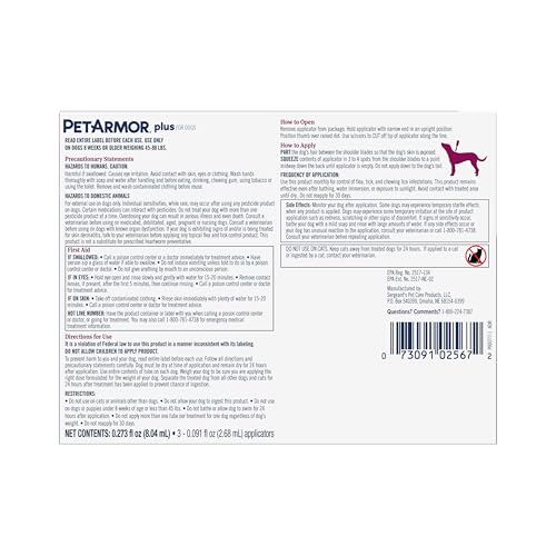 Apto para perros grandes de 45-88 libras con PetArmor Plus