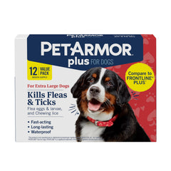 PetArmor Plus: botella tópica para perros, tratamiento eficaz contra pulgas y garrapatas.
