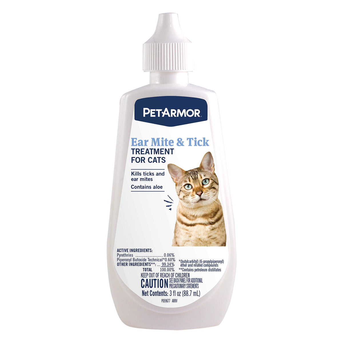 PetArmor tratamiento de ácaros del oído para gatos, aplicación en botella.