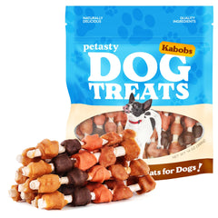 PETASTY brochetas para perros, close-up de sabores variados para masticar y recompensar