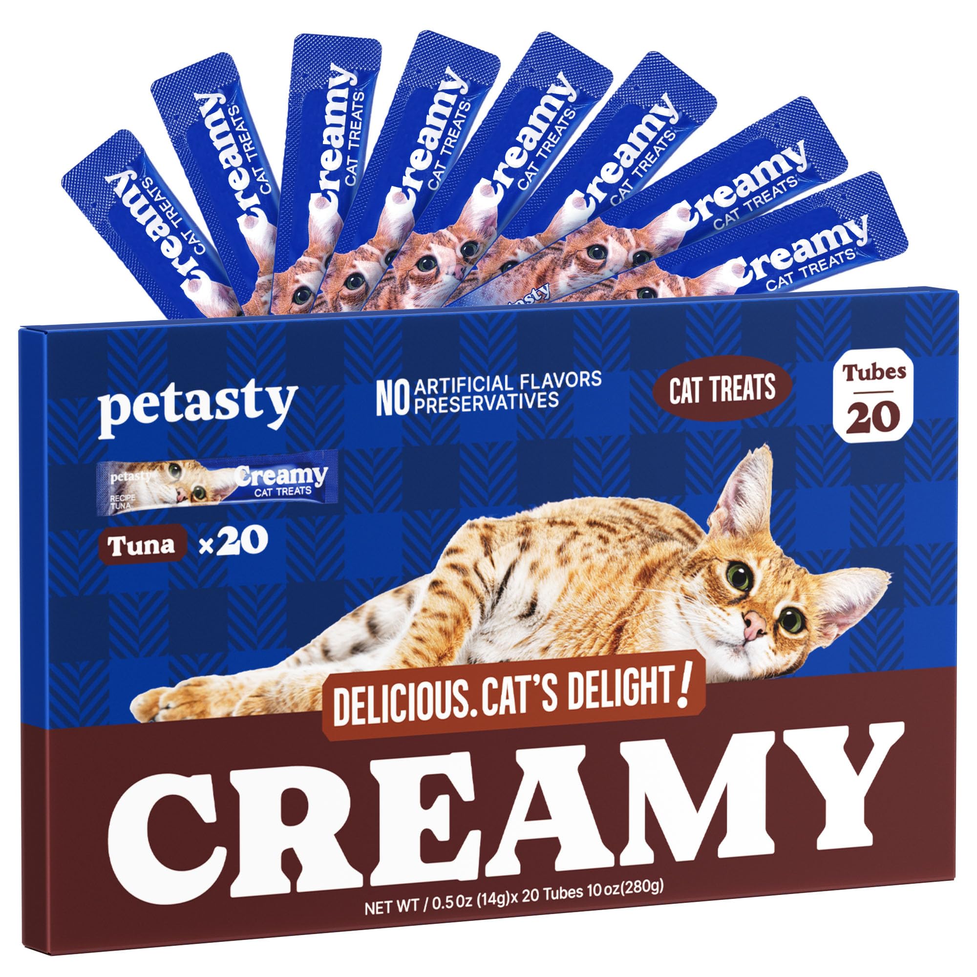 PETASTY golosinas para gatos con atún, tubo cremoso para premiar y hidratar.