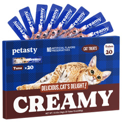 PETASTY golosinas para gatos con atún, tubo cremoso para premiar y hidratar.
