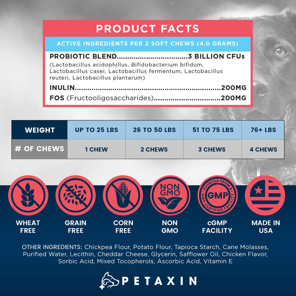 Petaxin Probiotics para perros, ayuda digestiva diaria, menos malestares.