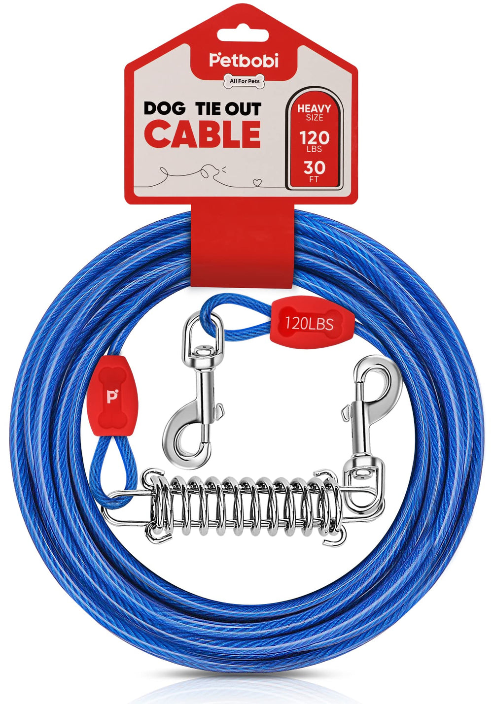 Petbobi cable para perro de 30 pies, libertad al aire libre.