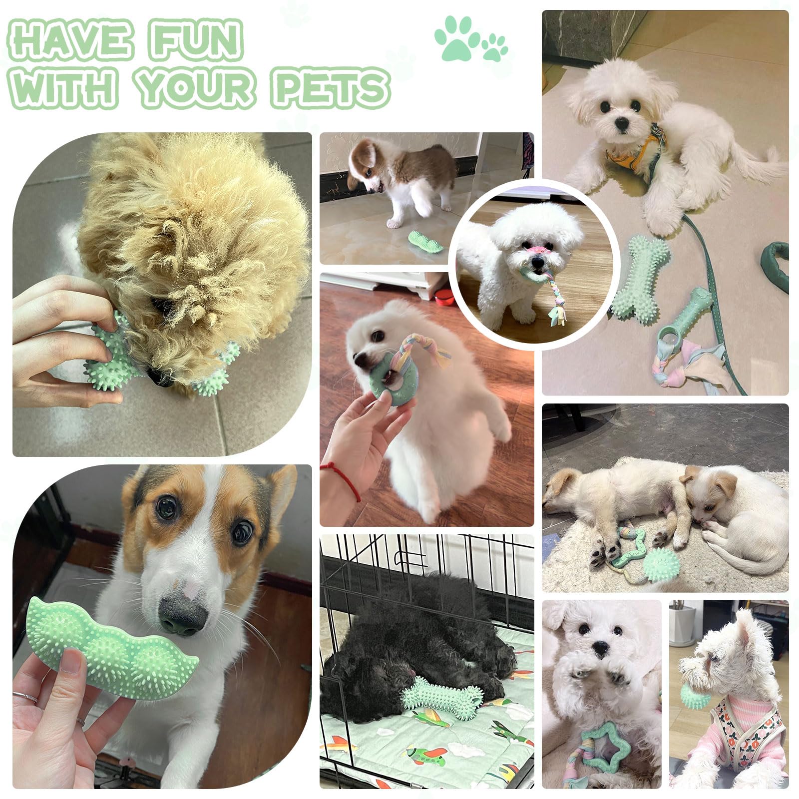 Petcare: juguete denticion verde bola, suave y seguro, facilita momentos de juego para cachorros.
