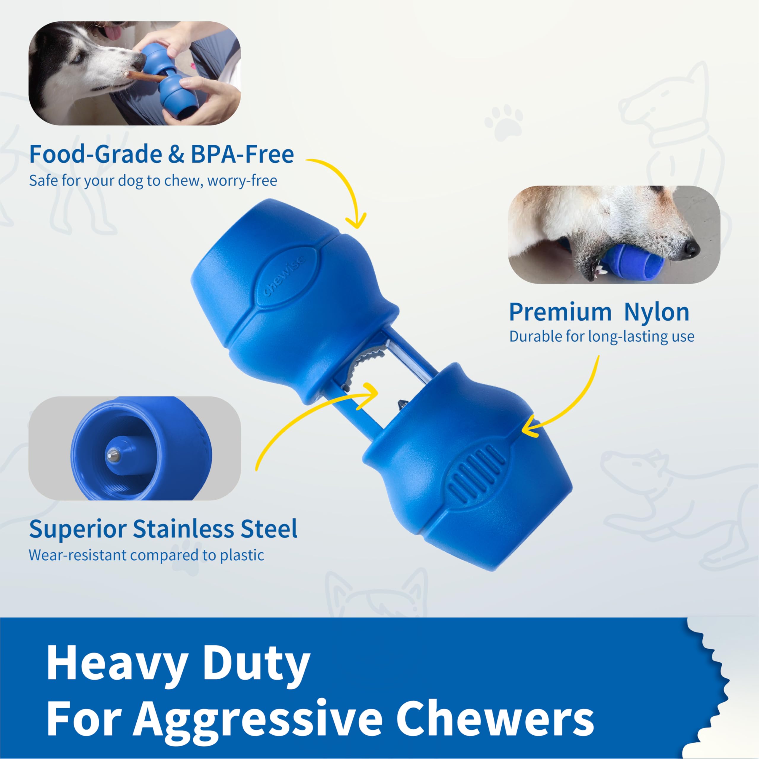 PetClan Chewise dientes de acero inoxidable ofrecen agarre firme e higiene prolongada