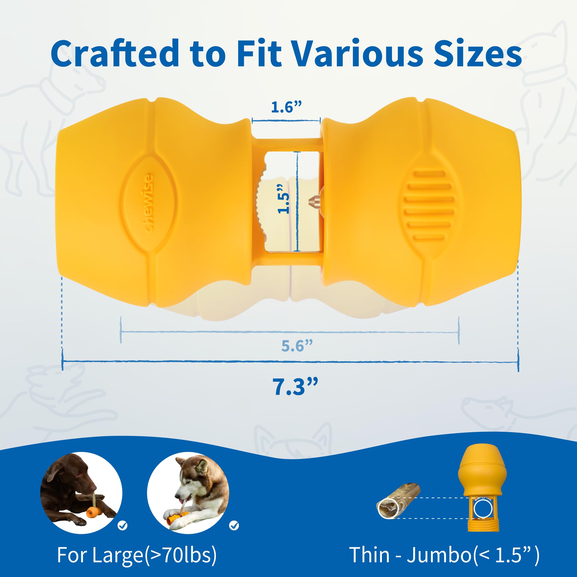 Chewise Holder de PetClan, dientes de acero inoxidable que resisten saliva y corrosión.