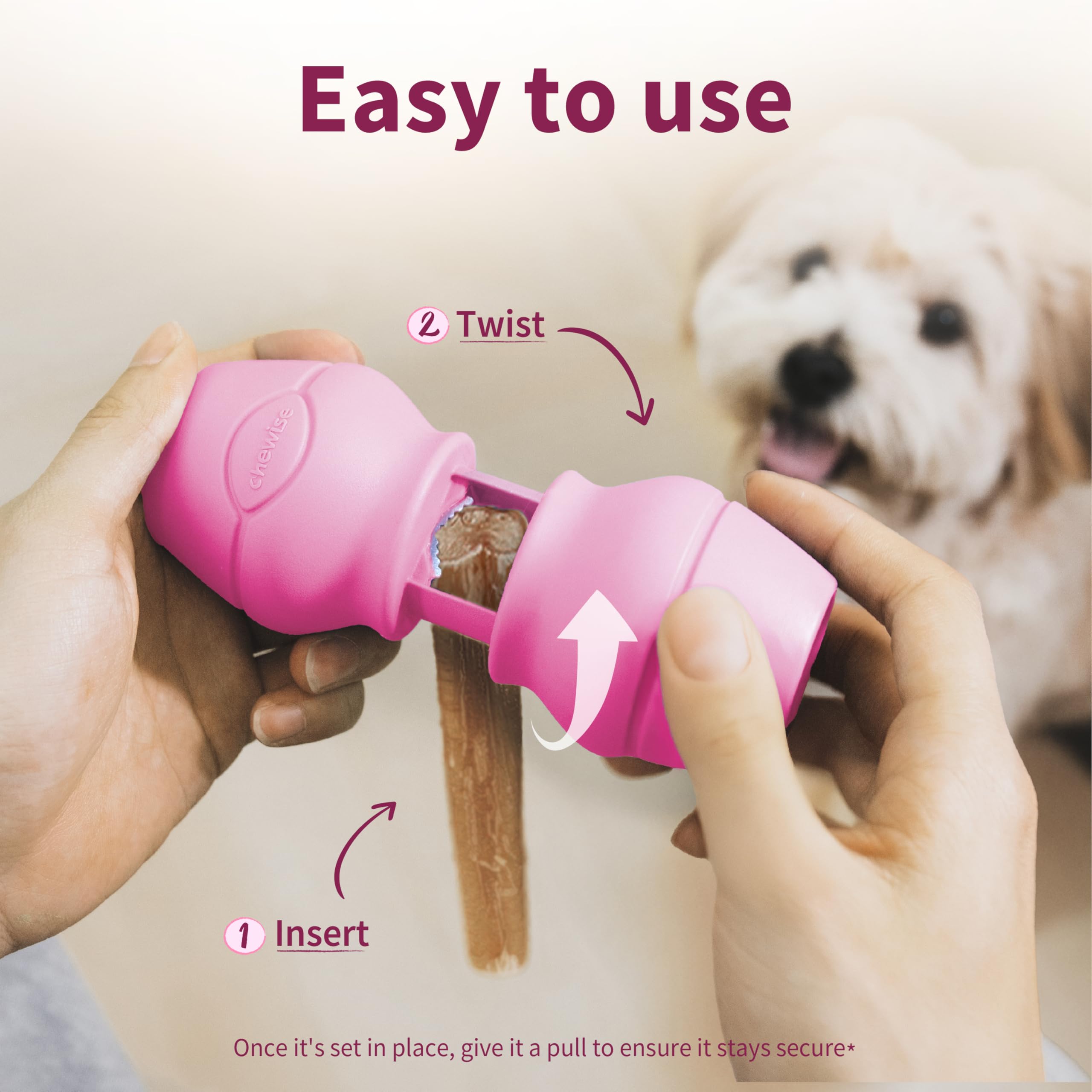PetClan Chewise inserción con tornillo permite centrado preciso.
