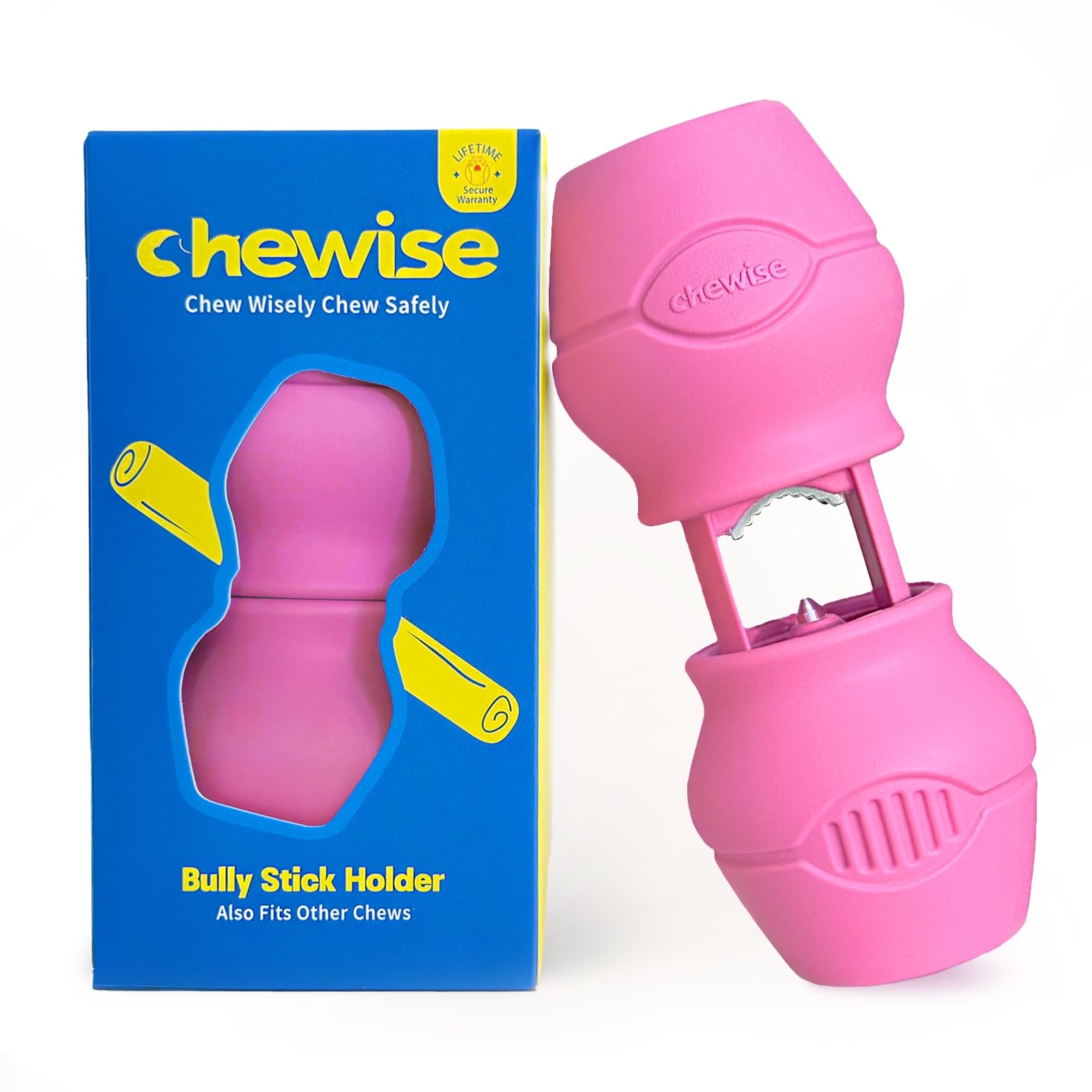 PetClan Chewise porta-bully-stick seguro para masticación controlada.