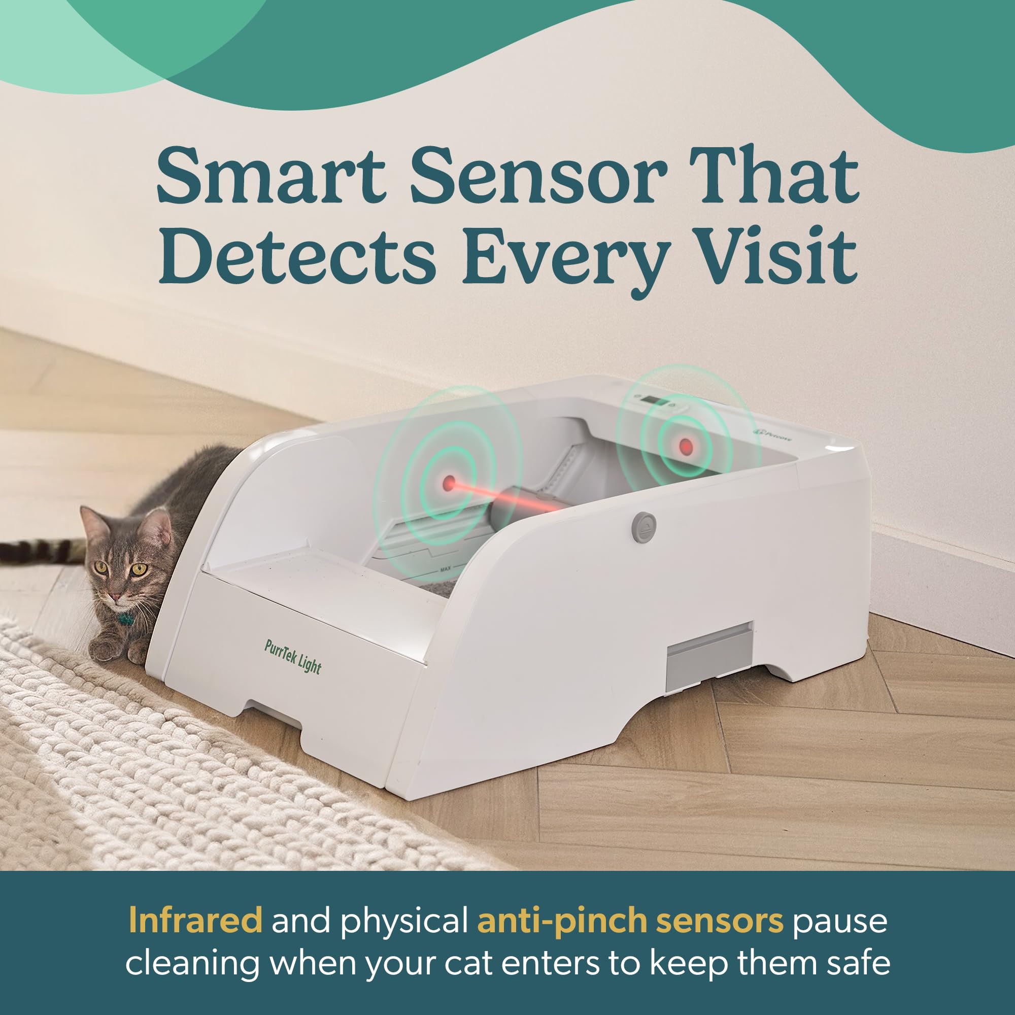 PurrTek Light: carcasa de plástico ABS duradera con certificaciones de seguridad.