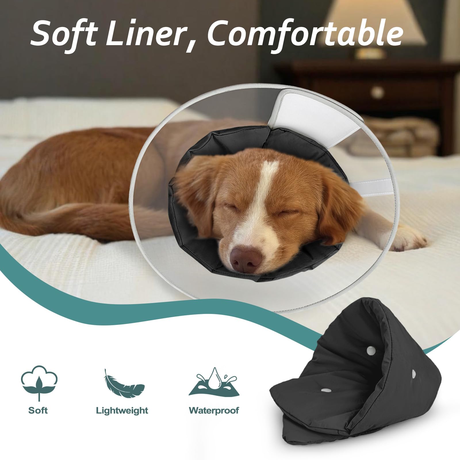 Petdream cono con interior de liner suave para mayor comodidad del perro.