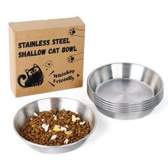 Cuenco Petdream de acero inoxidable para gatos, conjunto de seis.