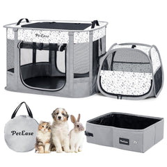 PetEase jaula portátil para gatos con arenero, separación limpia de juego y higiene.