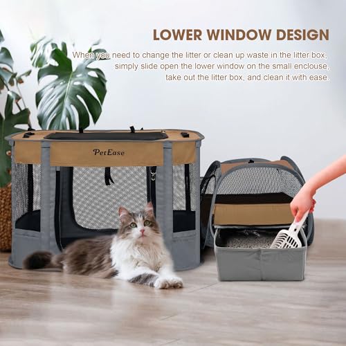 PetEase zona de arena para gatos con diseño separado, fácil limpieza