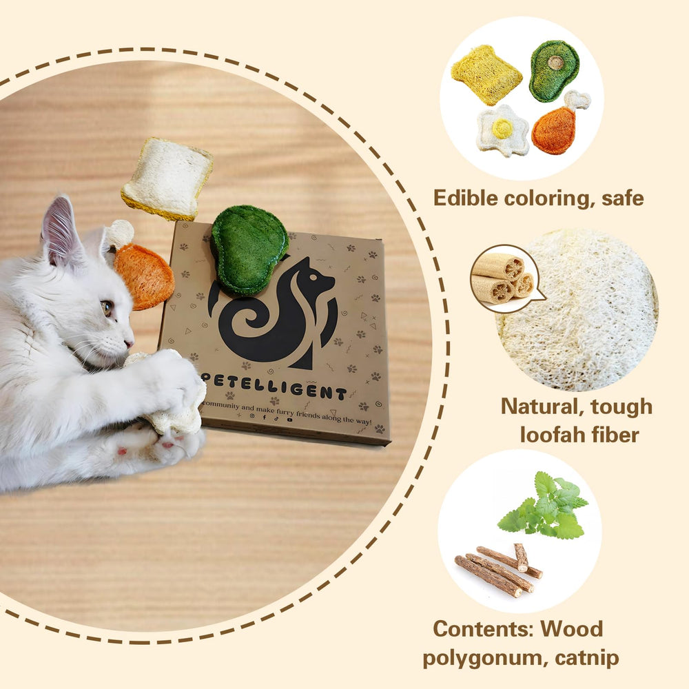 Petelligent Juguete de lufa seguro y digerible para gatos.