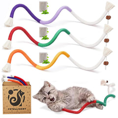 Petelligent Juguete cuerda gato trio, estimula juego interactivo para felinos.
