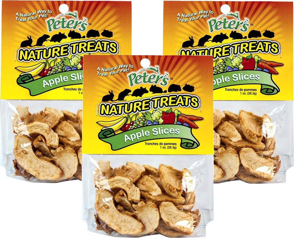 Peters rodajas de manzana para pequeños animales, pack 3, snack natural para roedores