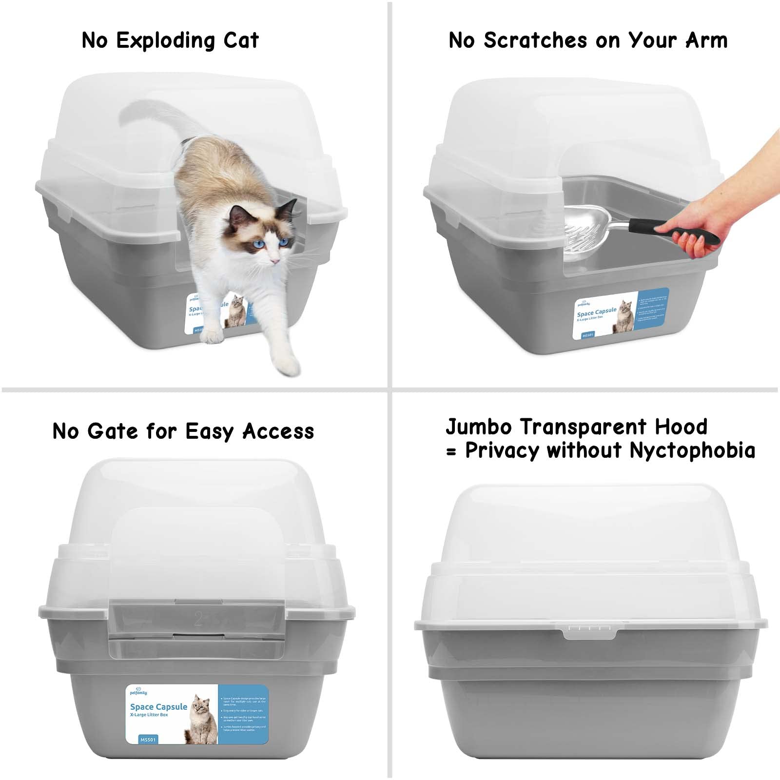 Petfamily interior amplio ofrece movilidad cómoda para gatos grandes.