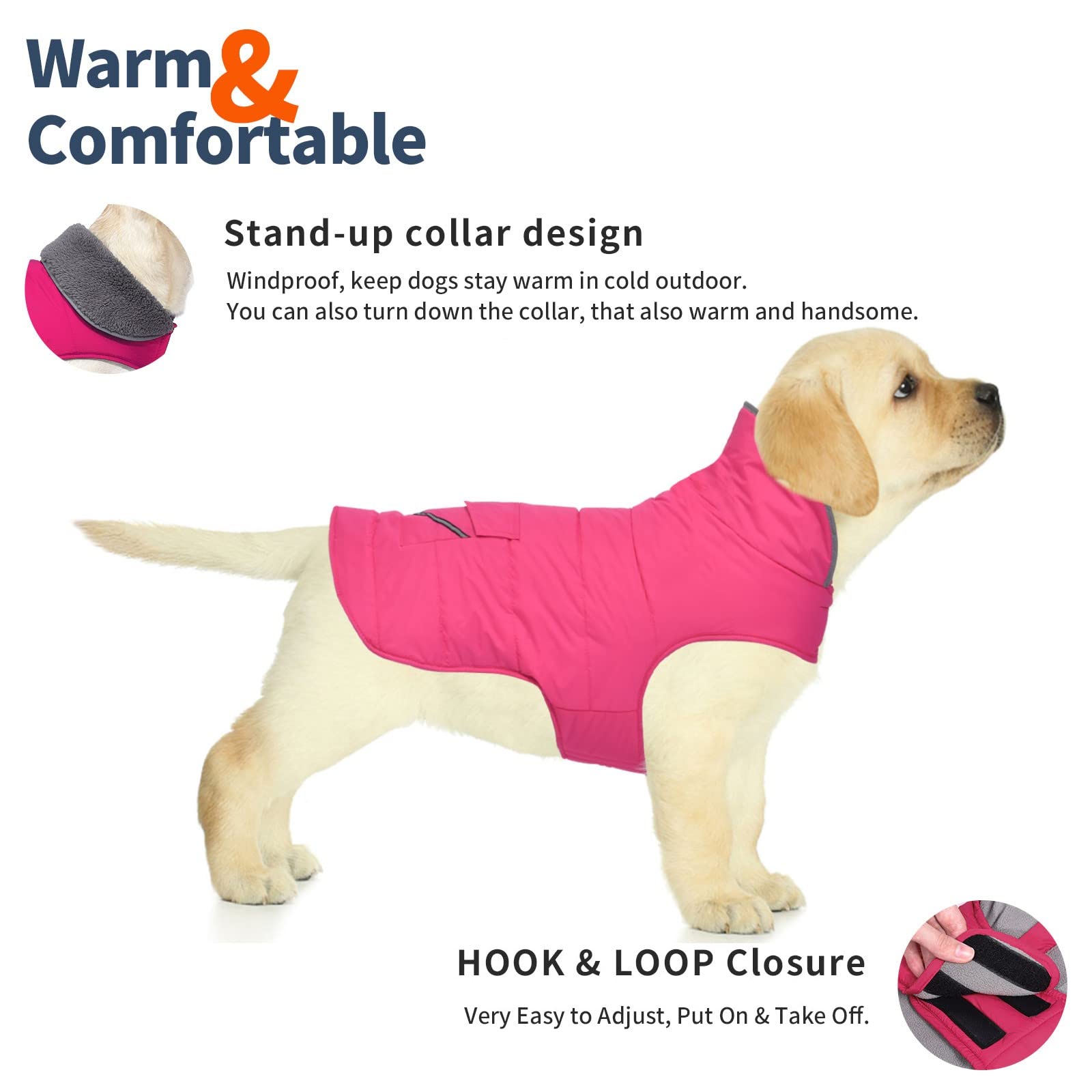 Petglad chaqueta de invierno para perro, reflectante y cierre ajustable para mayor seguridad.