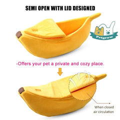 Petgrow cama banana diseño amarillo, estilo y confort para el hogar.