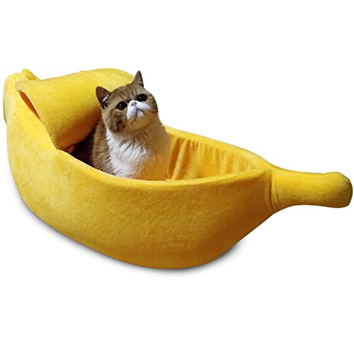 Petgrow cama gato banana extralarga, espacio amplio para gatos grandes.