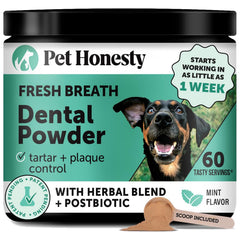 Pet Honesty Polvo dental respiro fresco: aliento más agradable tras la dosis diaria.