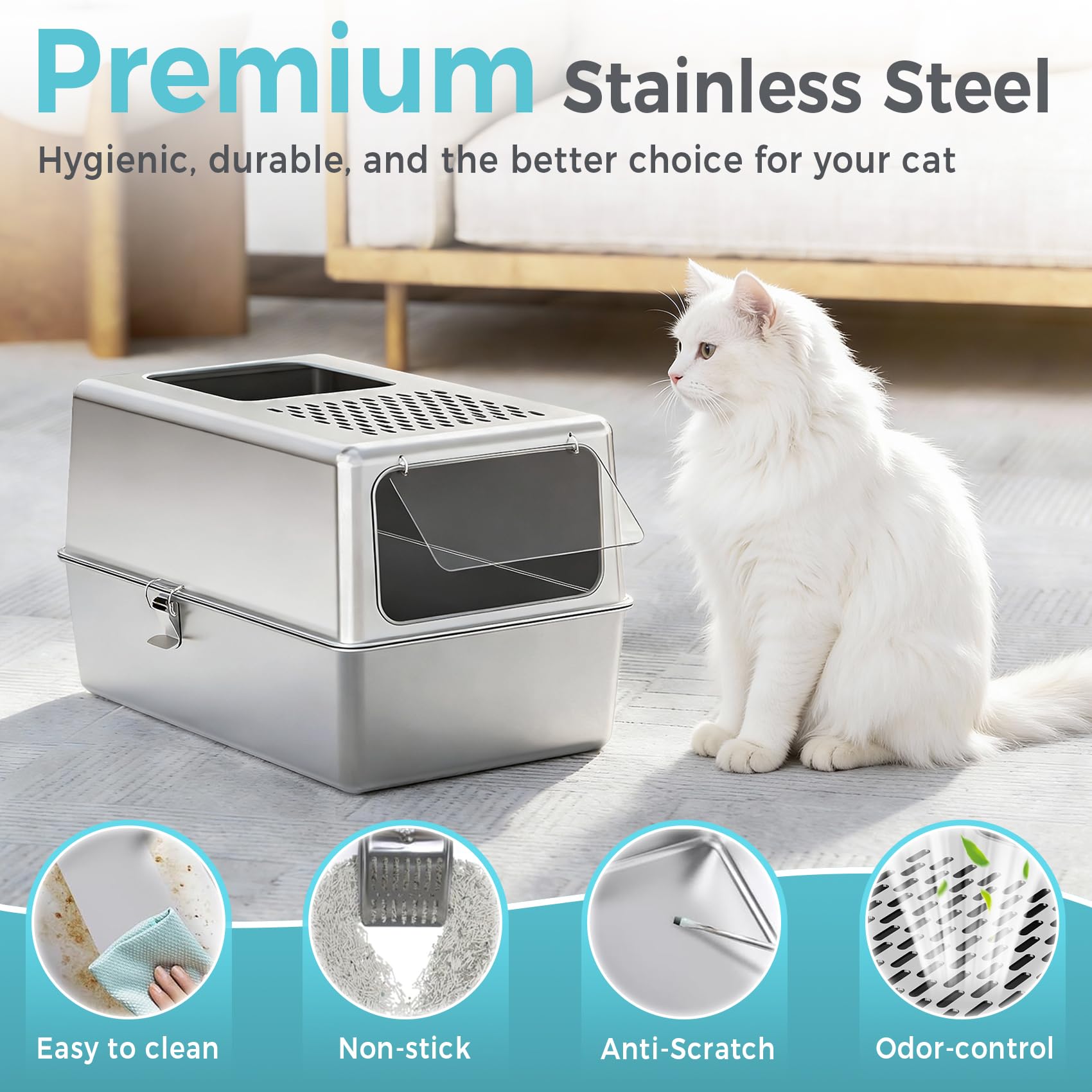 Petinstinct acceso flexible: entrada superior y lateral para comodidad del gato.