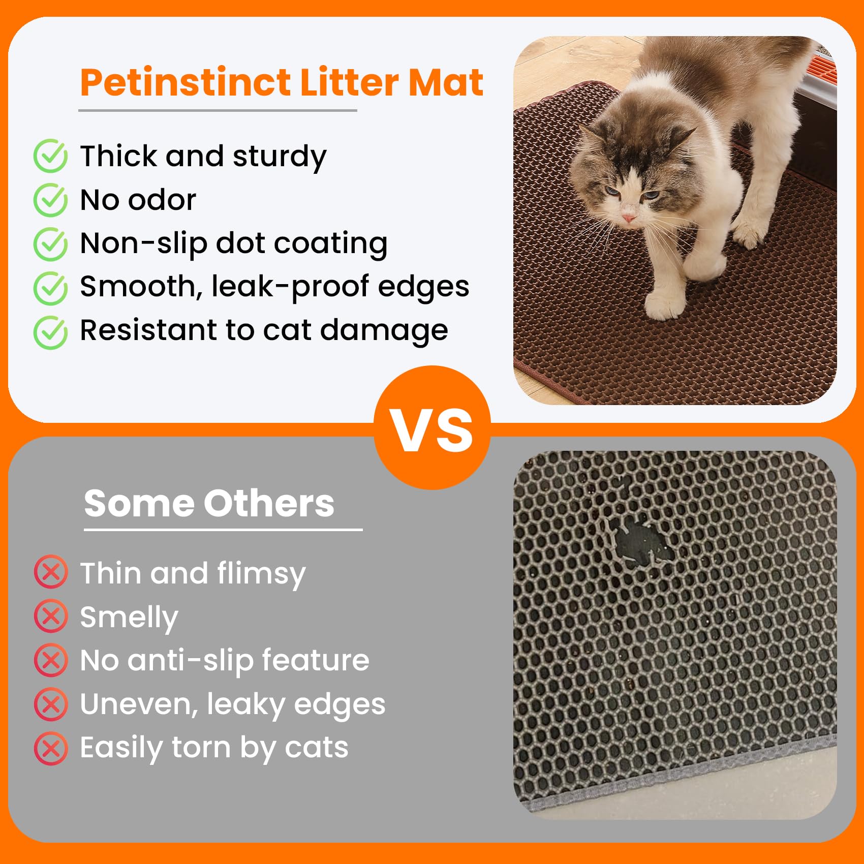 Petinstinct alfombrilla 20x14 capa inferior impermeable evita filtraciones y protege el suelo.
