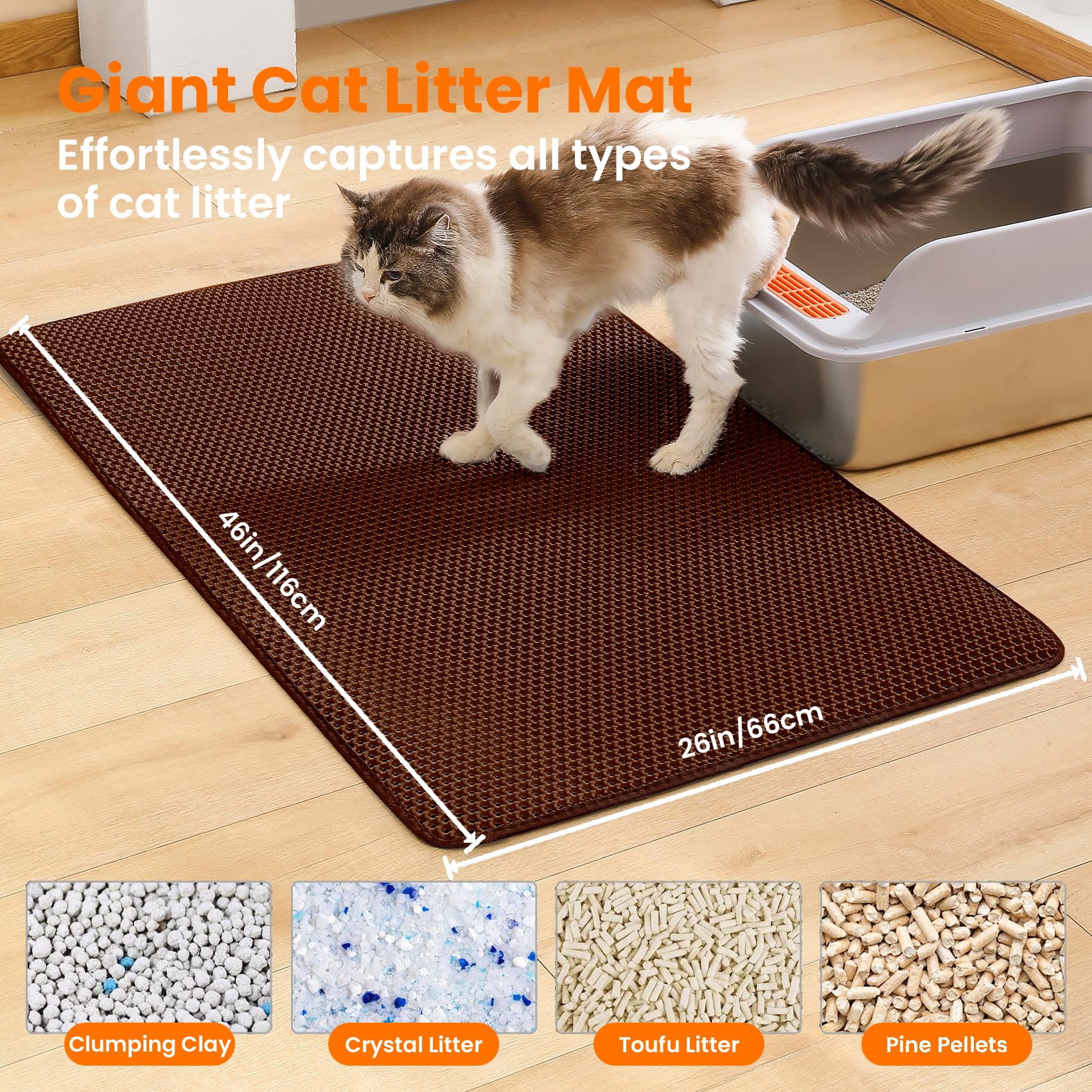 Petinstinct alfombrilla XXL, doble capa panal atrapa la arena antes de caer
