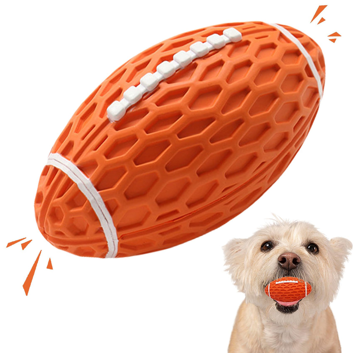 Pelota Petinstinct con chirrido para perros pequeños, ideal para juego activo.