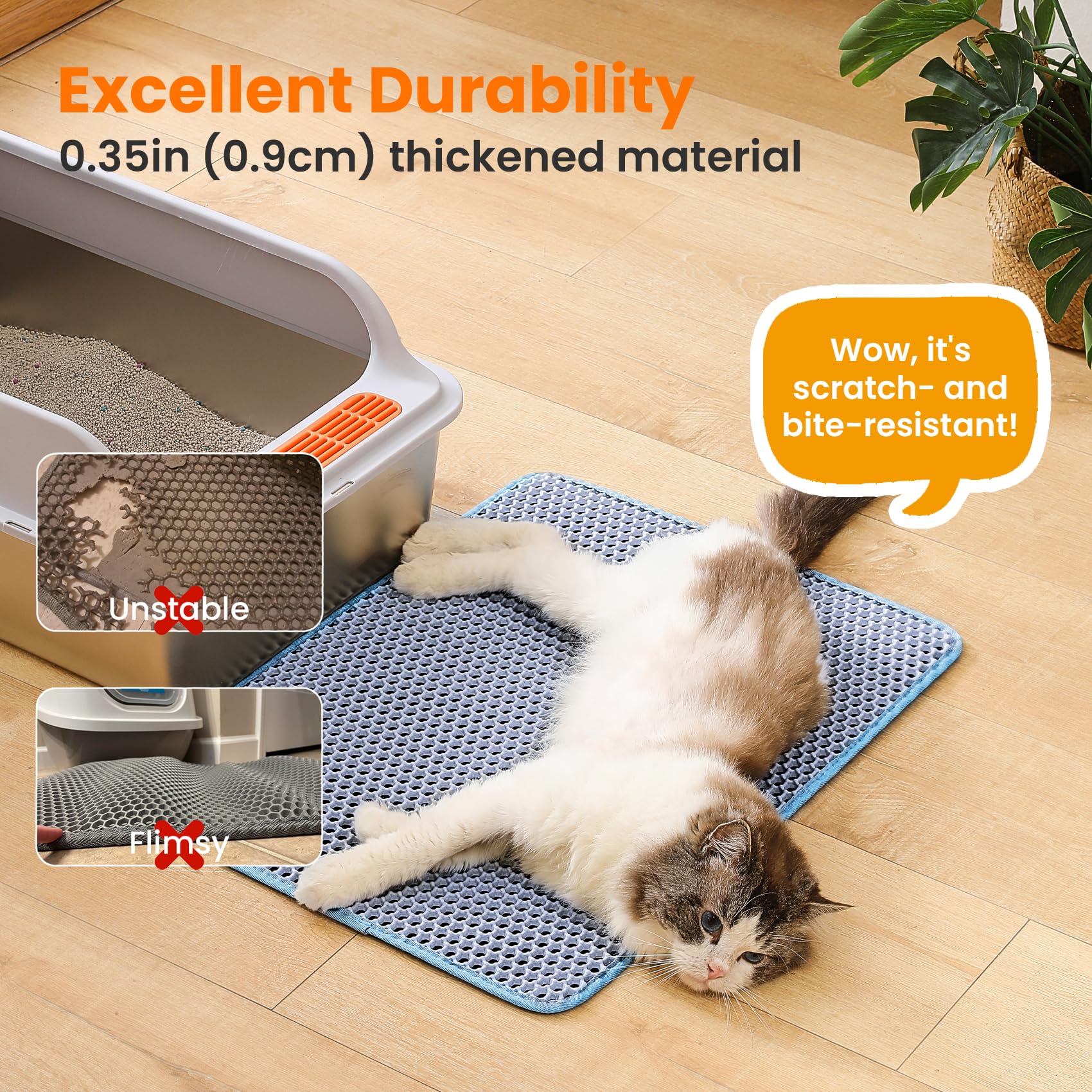 Tapis Petinstinct bleu anti-glisse, reste en place.