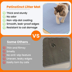 Tapis Petinstinct bleu pour litière, nettoyage facile.