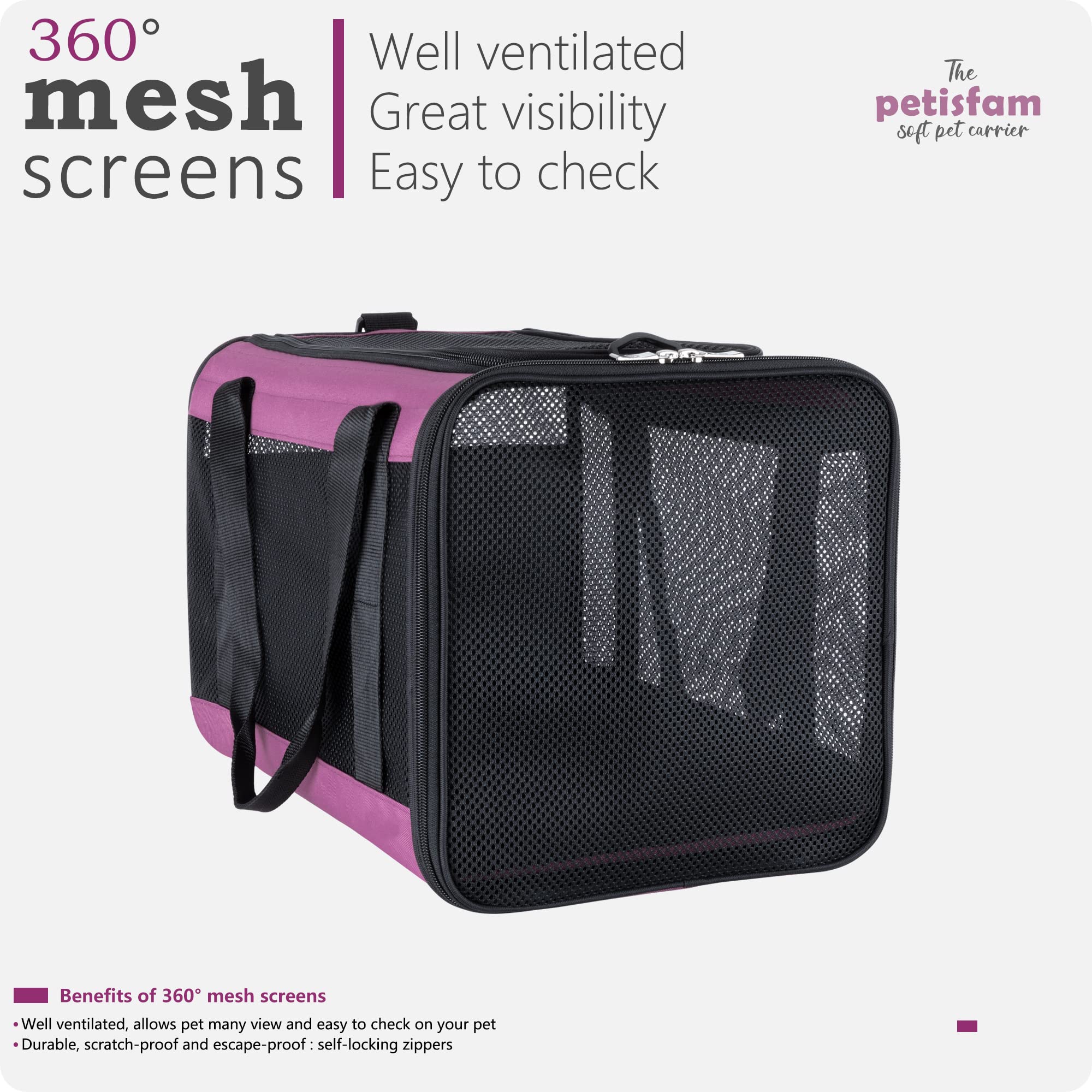 petisfam ventilación mediante malla lateral para buena circulación y vistas