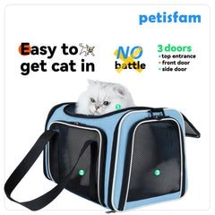 Transportín Petisfam gato con ventilación de malla para visibilidad
