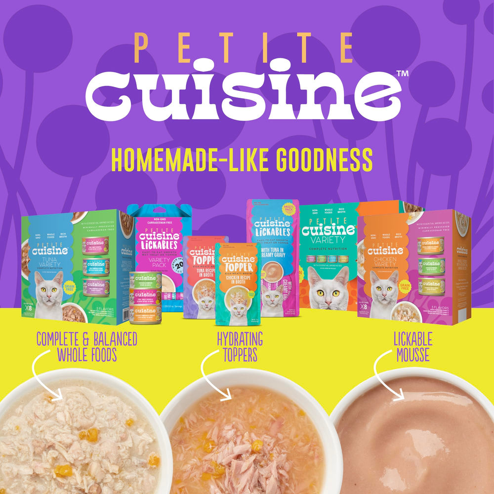 PETITE CUISINE presentación del pack; variedad para gatos.