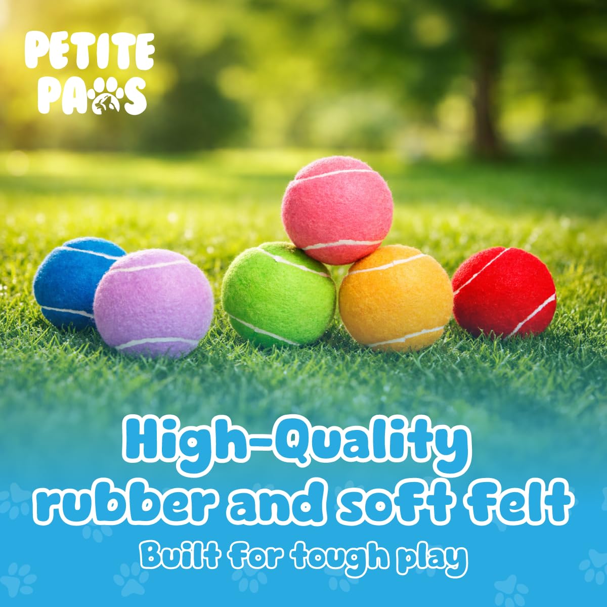 Set de 12 pelotas Petite Paws en colores arcoíris para exterior.